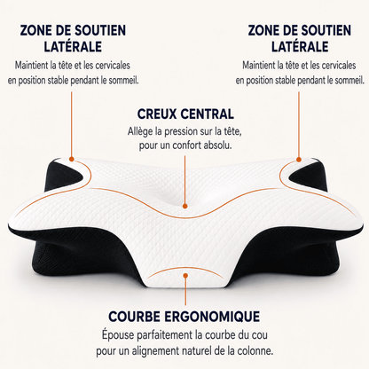 Oreiller Cervical Ergonomique – Mousse à Mémoire de Forme